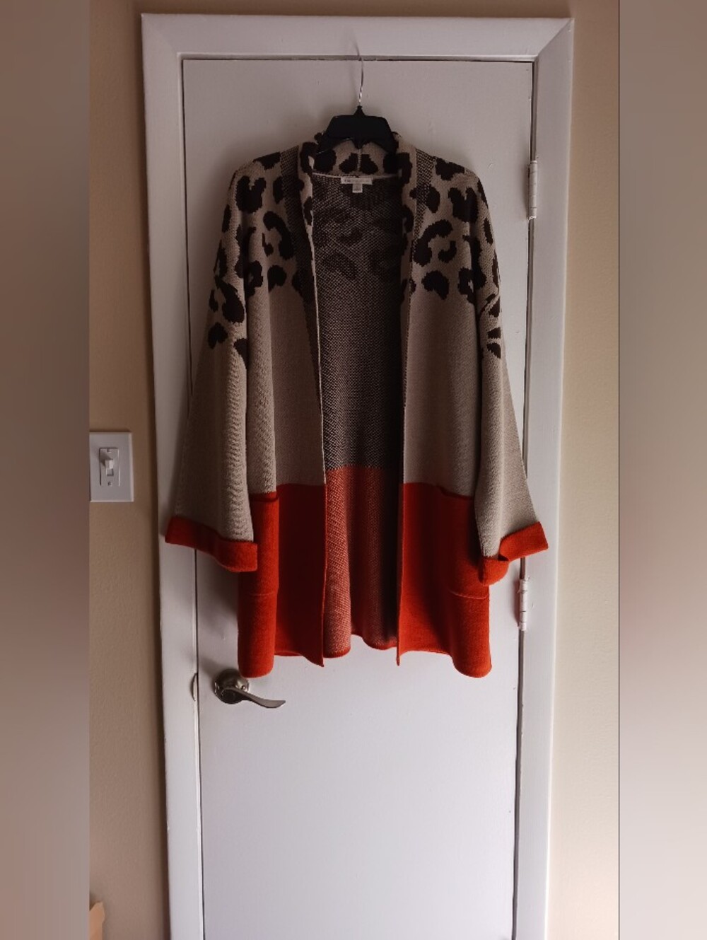 Leopard-Print Colorblock Cardigan